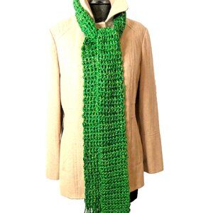 Green Scarf 93"x5" Extra Long Chunky Handmade Crochet Hand Knit Warm Winter NWT